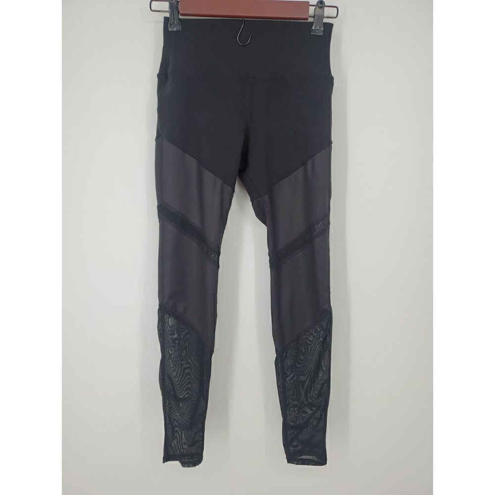 Alo Yoga Black Mesh panel High Waist Super Soft Leggings Size Small